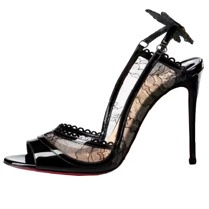  Lace Bowknot Thin High Heels