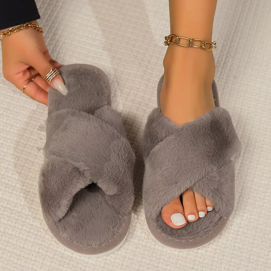 Fluffy open toe slippers/sliders