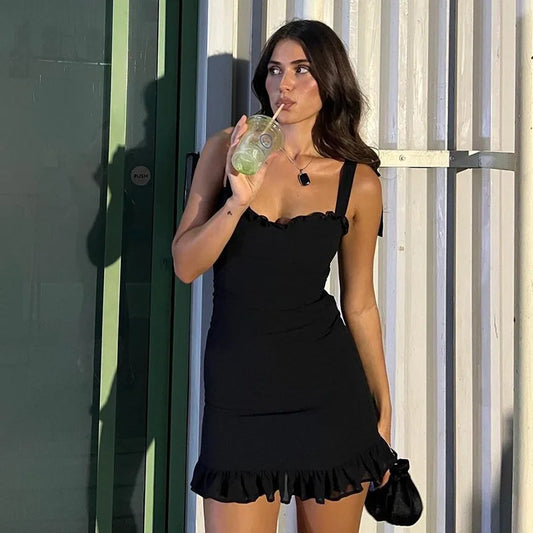 Shoulder tie Mini dress