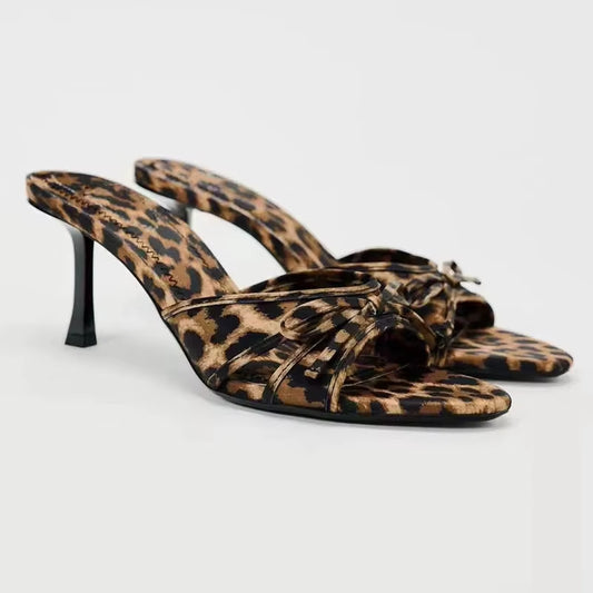 Leopard slipper heels