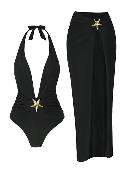 2 Piece Swimsuits gold Starfish accents